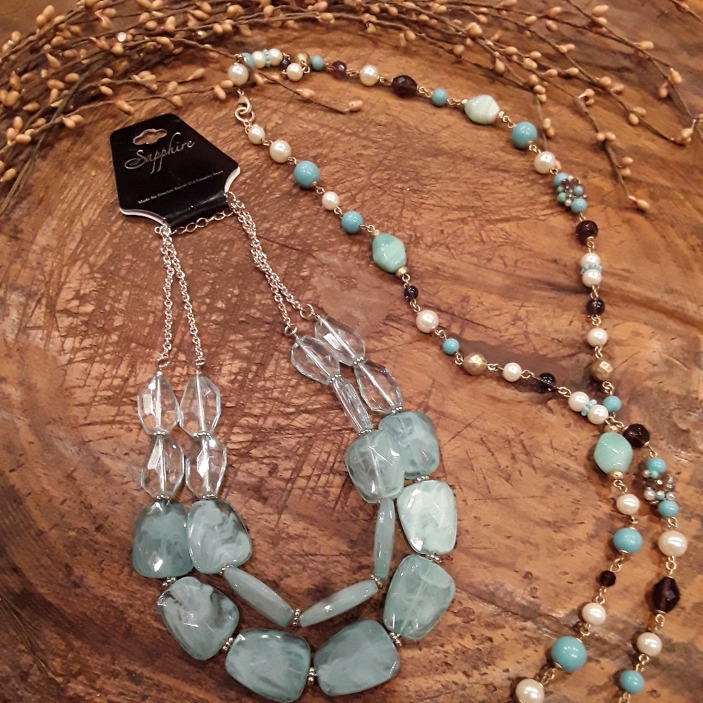 💎Lovely aqua necklaces set of 2💎